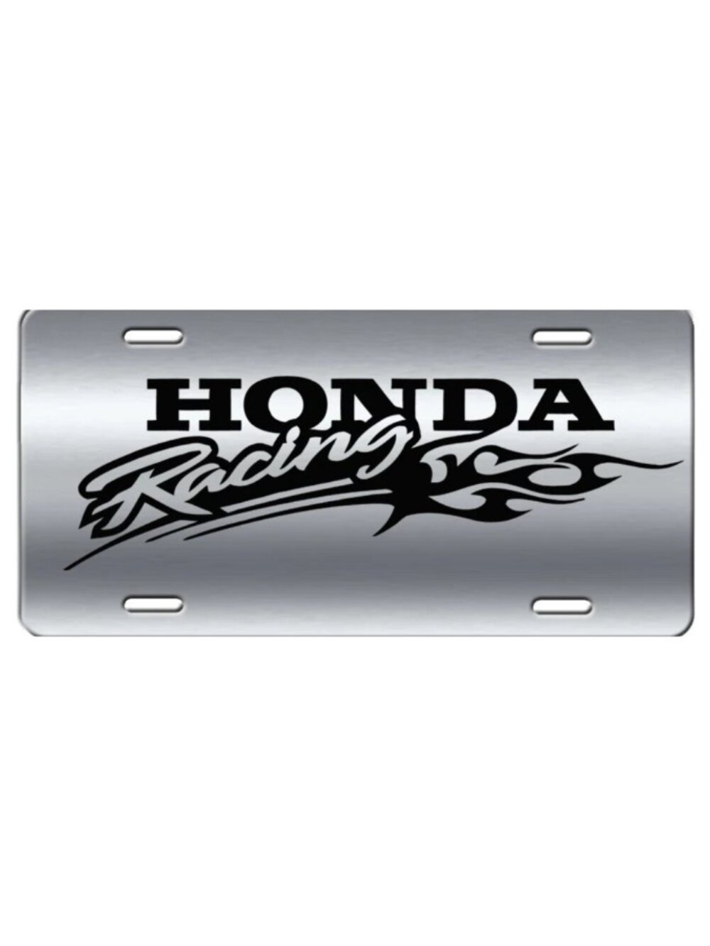 Honda Racing Art Logo on Silver Brushed Aluminum Vanity License Plate Tag New